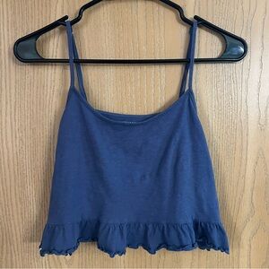 American Eagle Outfitters Blue Ruffled Crop Camisole